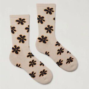 Urban Outfitters Doodle Flower Crew Varsity Game Day Stripe Tube Socks Set of 2